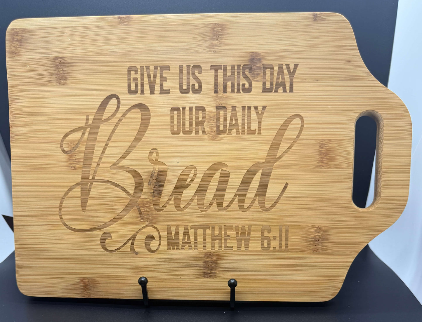 Give Us This Day Our Daily Bread Bamboo Cutting Board – 9” x 6” Engraved Kitchen Gift