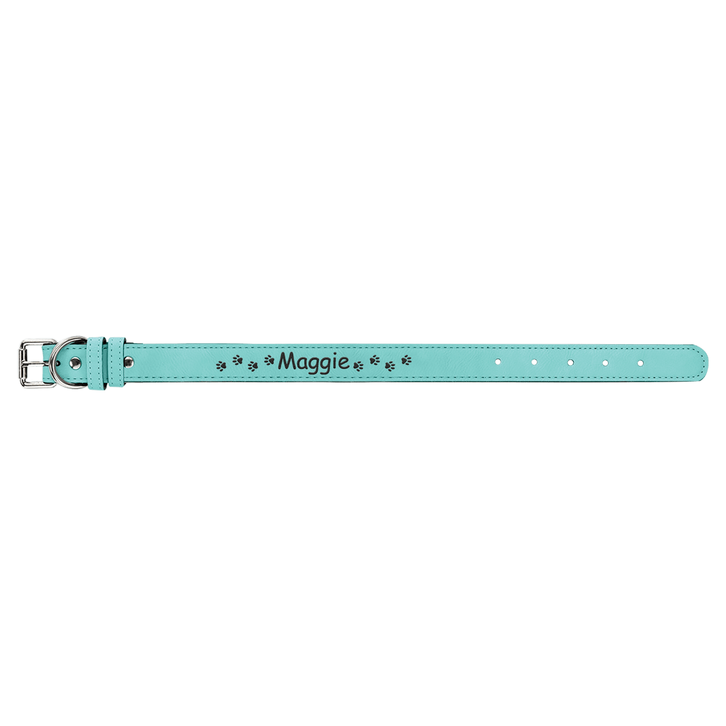 Personalized Large Leatherette Dog Collar – Custom Laser Engraved Pet Collar with Metal Buckle