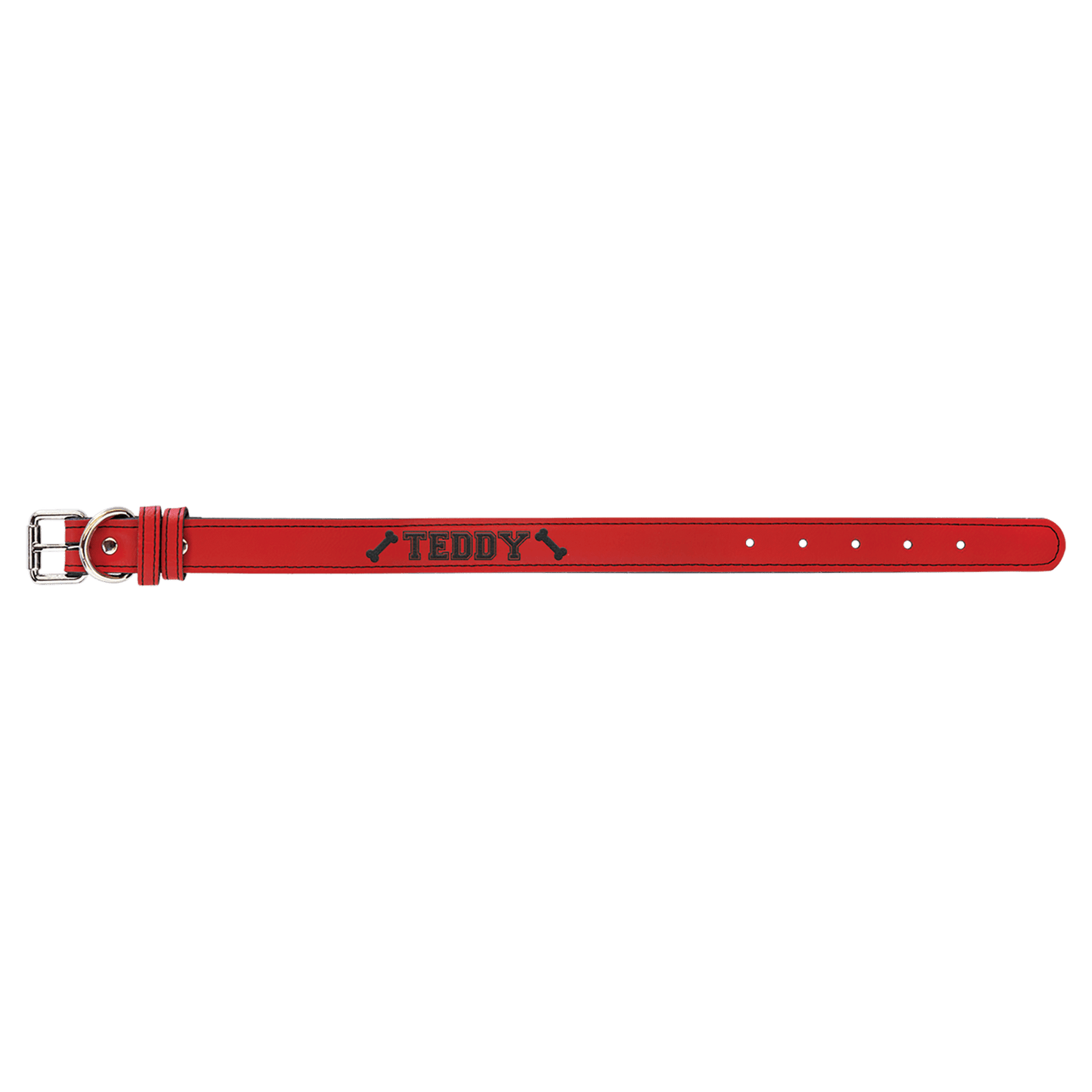 Personalized Large Leatherette Dog Collar – Custom Laser Engraved Pet Collar with Metal Buckle