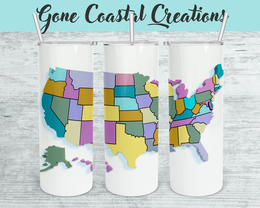 3D United States Pattern Tumbler - a unique gift this holiday - Gone Coastal Creations - Mugs & Tumblers
