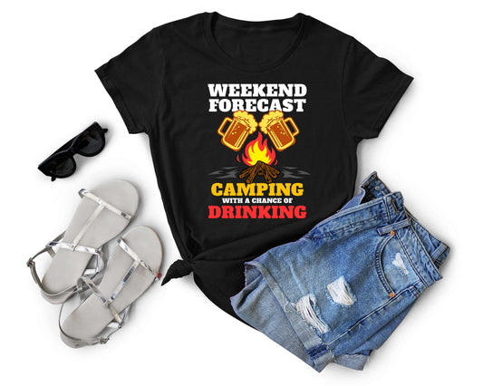 Weekend Forecast - Camping with a Chance of Drinking | Funny Camping Shirts for the Outdoor Adventurer