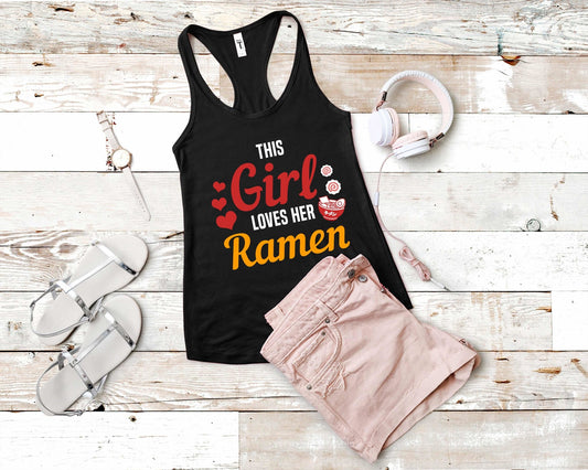 This Girl Loves her Ramen Shirt for Foodie | Stocking Stuffer for College Student - Gone Coastal Creations - Shirts
