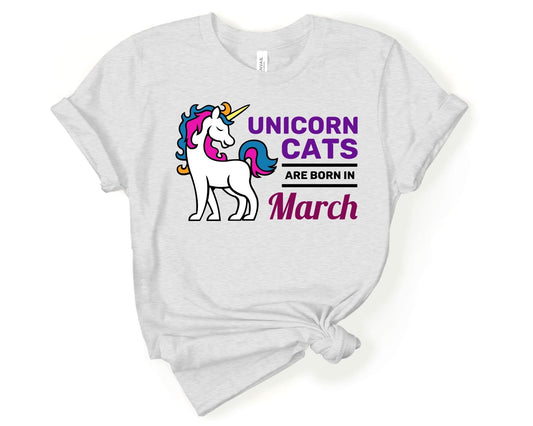 Unicorn Cats are Born in March | T-Shirt for Unicorn Lovers - Gone Coastal Creations - Shirts