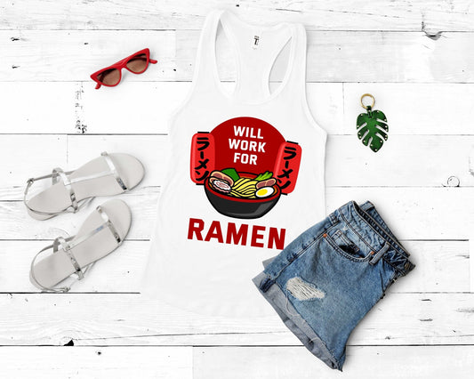 Will Work for Ramen Shirt for Foodie | Stocking Stuffer for College Student - Gone Coastal Creations - Shirts