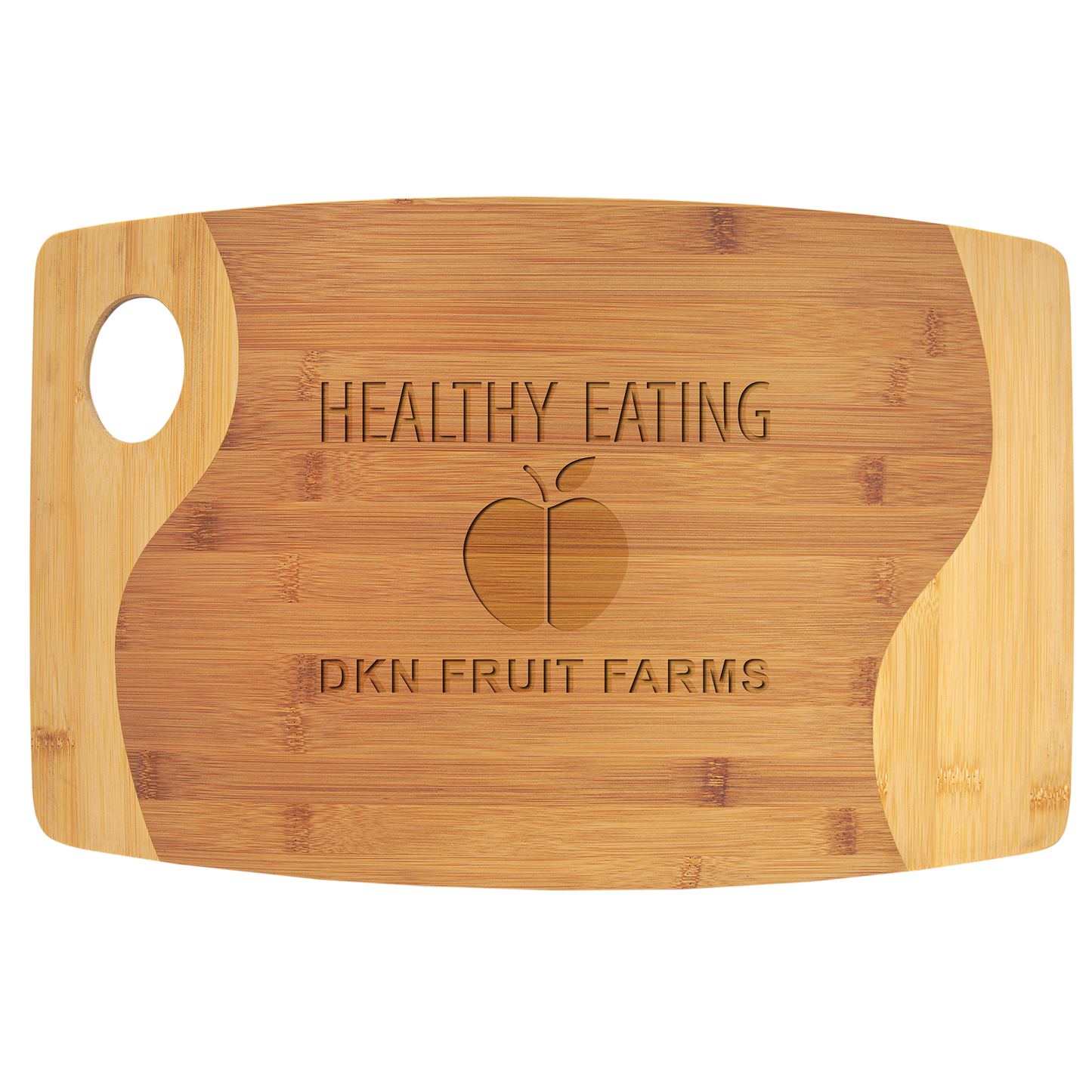 Two Tone Bamboo Cutting Board with Handle - Ready for Personalized Engraving