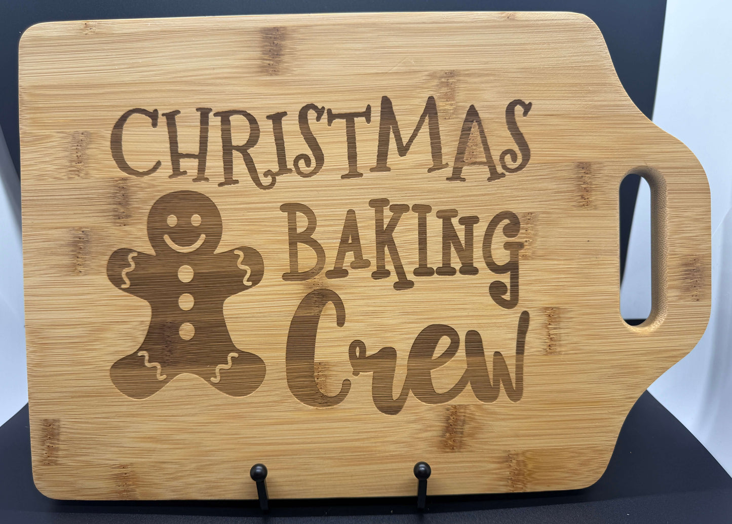 Christmas Baking Crew Bamboo Cutting Board – 9” x 6” Personalized Holiday Gift