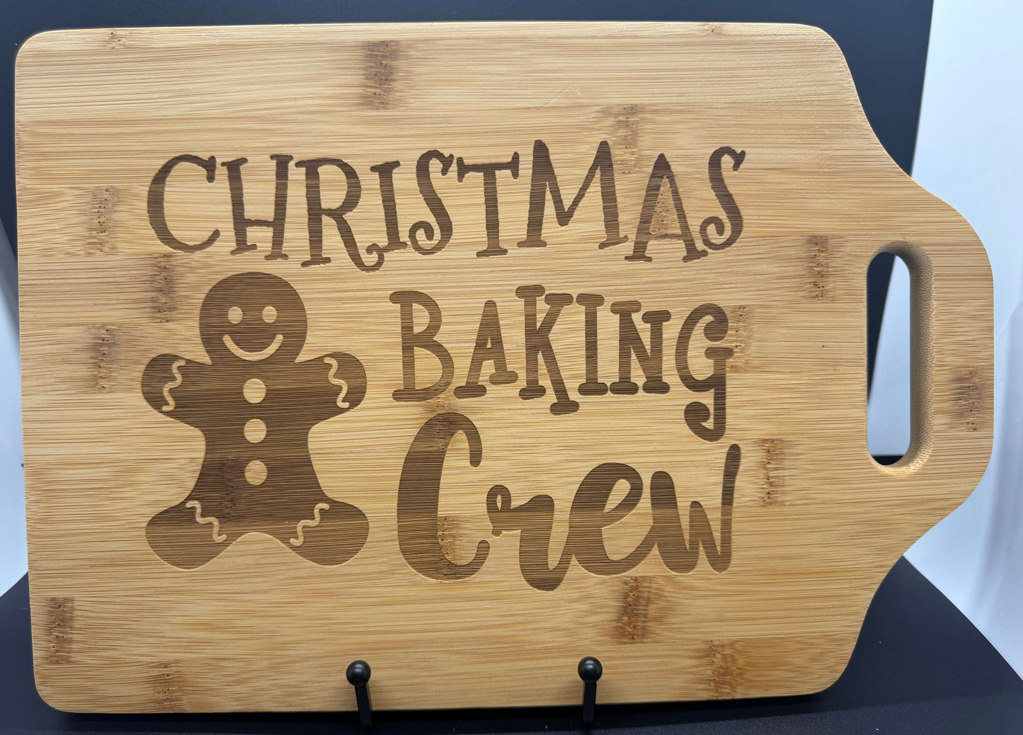 Christmas Baking Crew Bamboo Cutting Board – 9” x 6” Personalized Holiday Gift