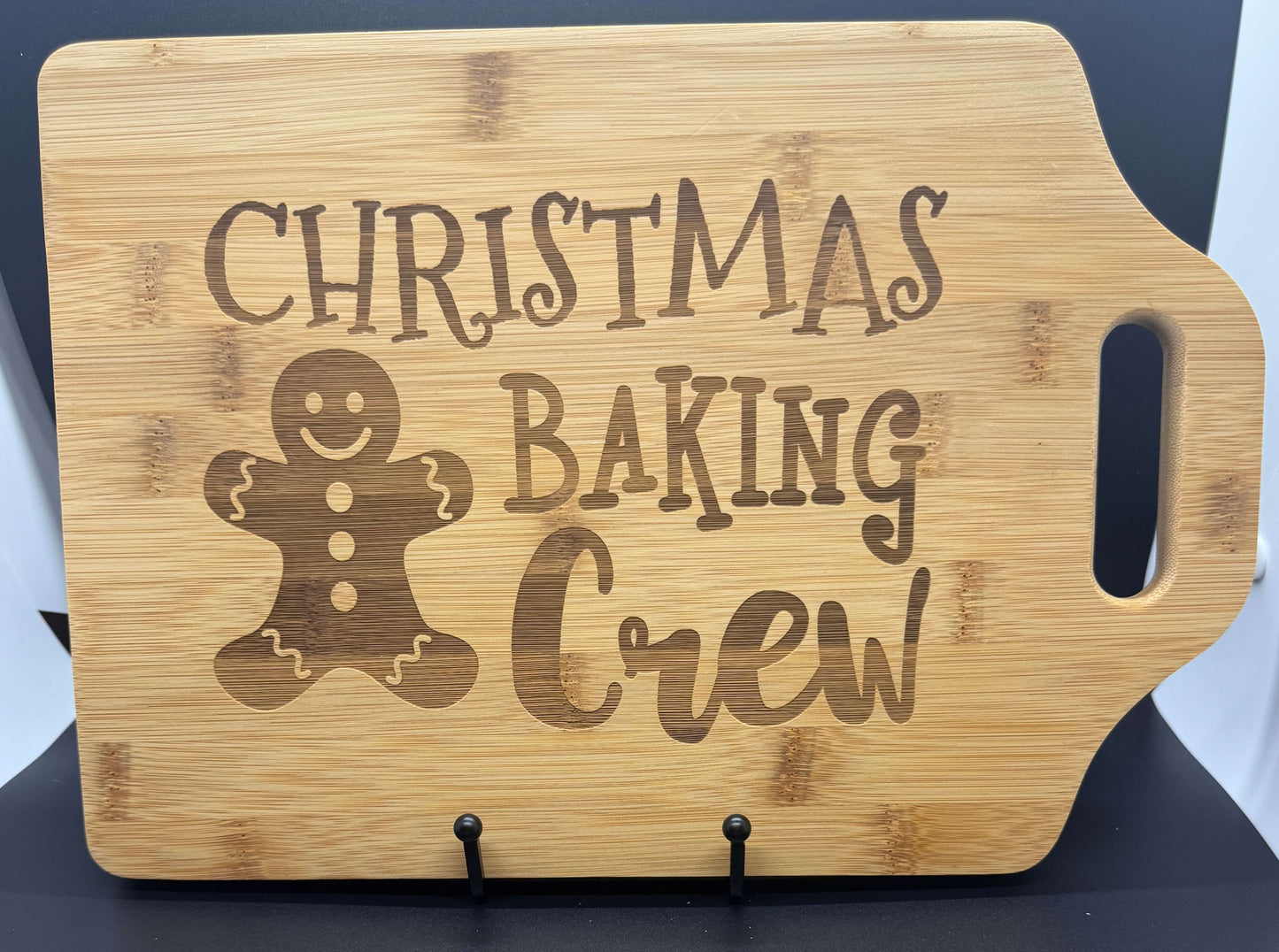 Christmas Baking Crew Bamboo Cutting Board – 9” x 6” Personalized Holiday Gift