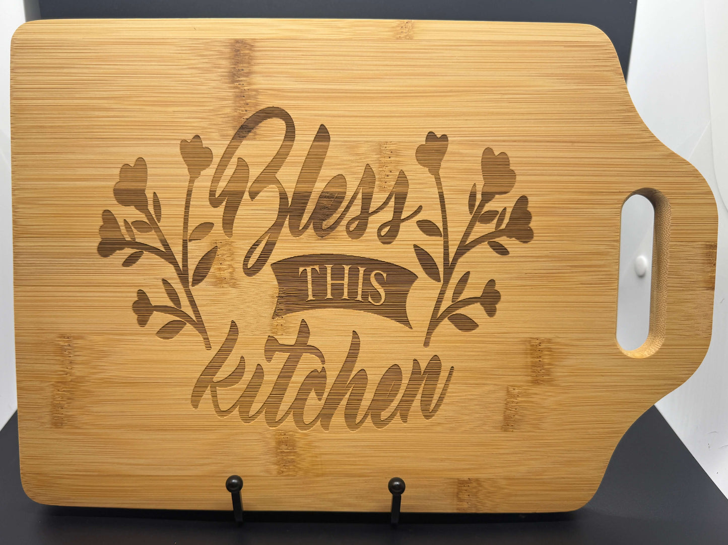Bless This Kitchen Bamboo Cutting Board – 9” x 6” Engraved Mini Board