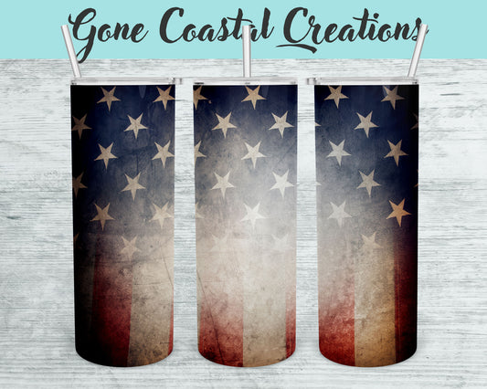 Worn and Used American Flag Tumbler - a unique gift this holiday