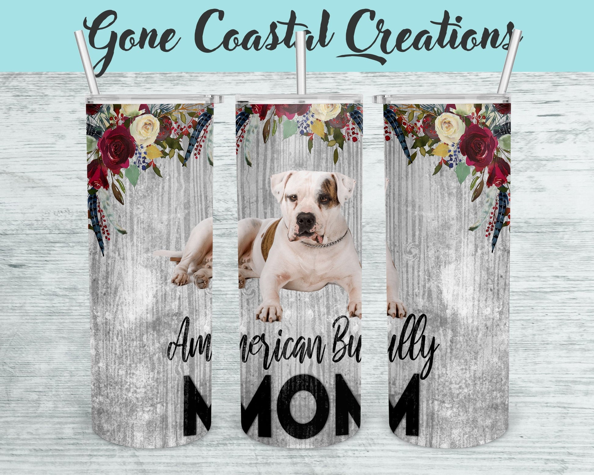 American Bully Mom Tumbler - a unique gift this holiday for Pitbull Lover - Gone Coastal Creations - Mugs & Tumblers