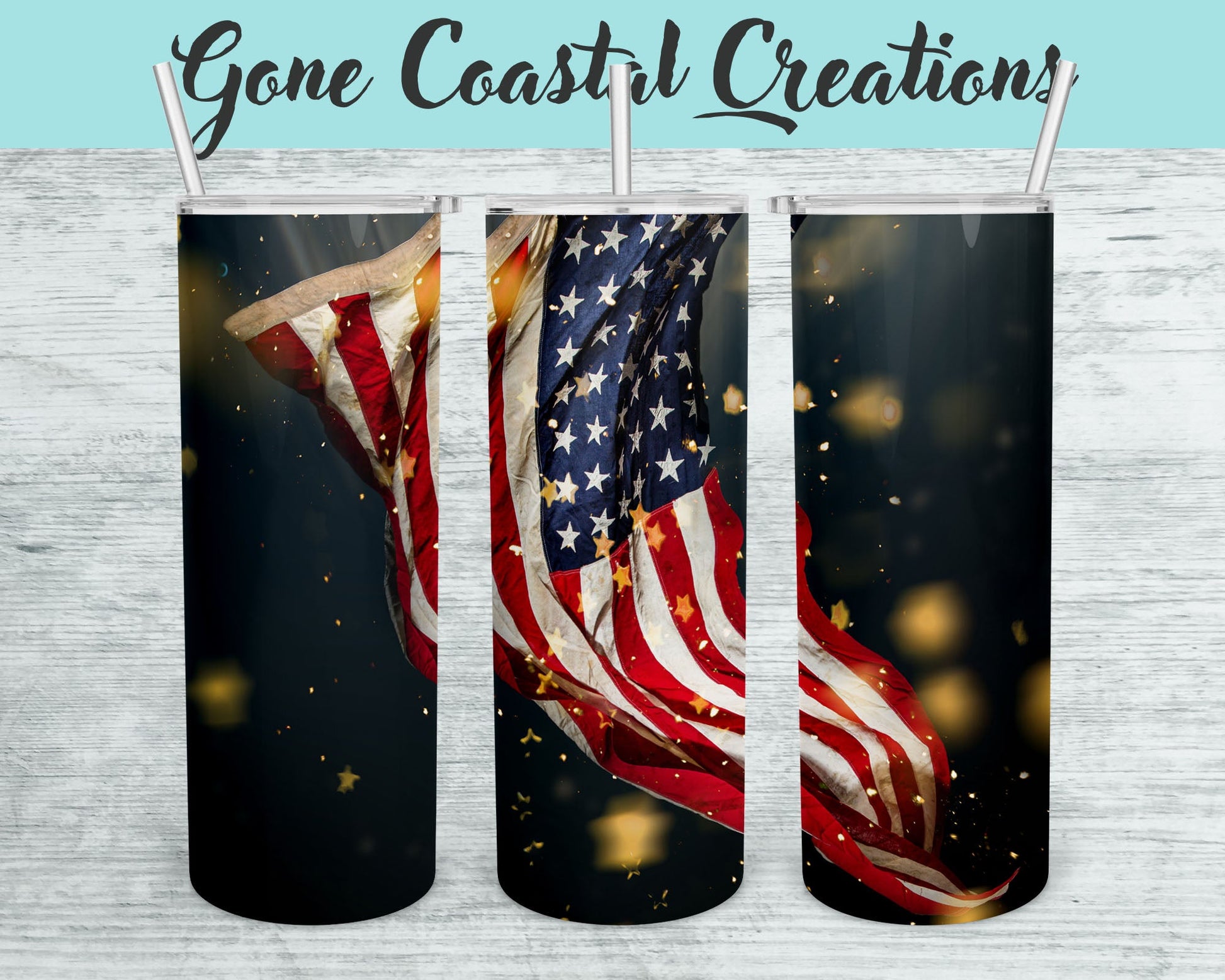 American Flight over Stars Pattern Tumbler - a unique gift this holiday - Gone Coastal Creations - Mugs & Tumblers