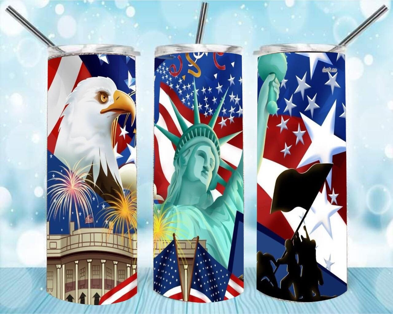 American theme pattern custom tumbler - Gone Coastal Creations - Mugs & Tumblers