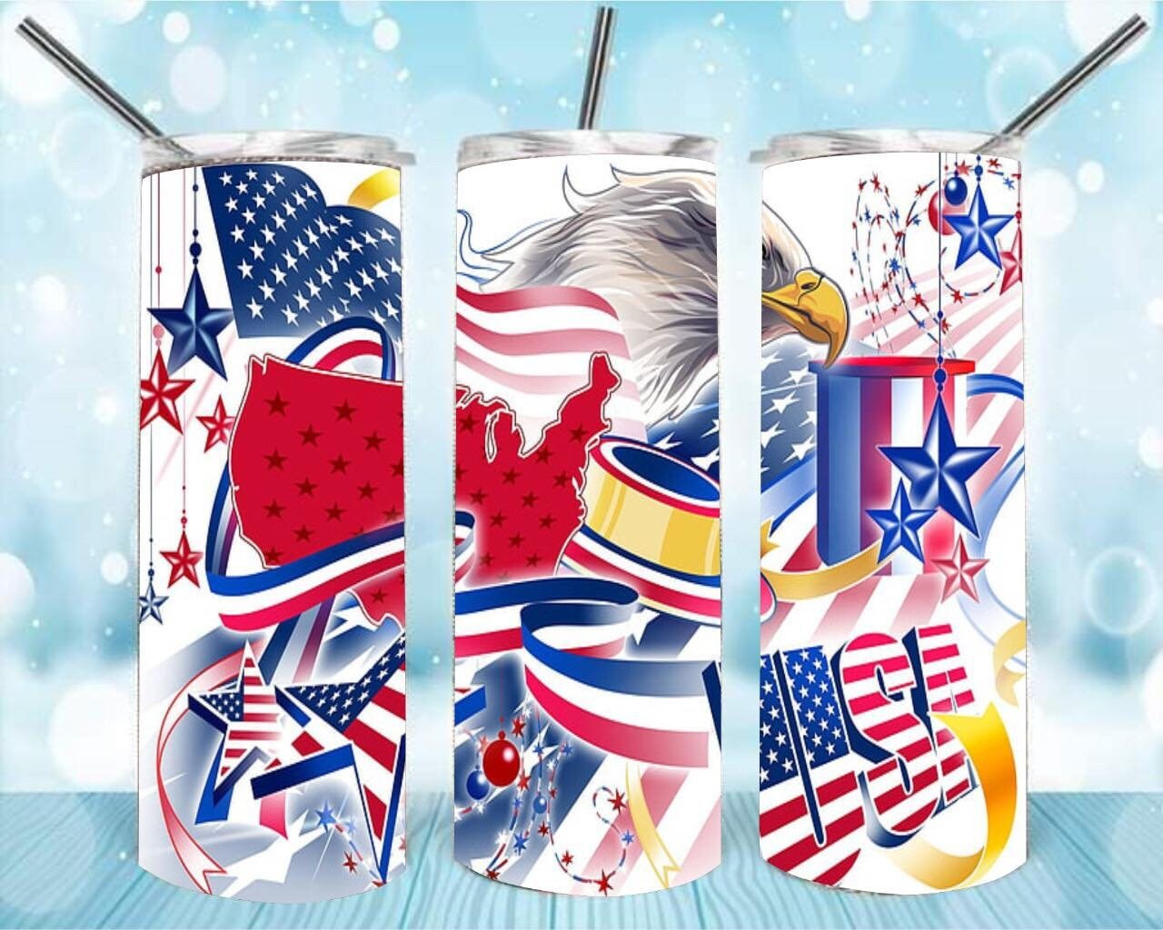 American theme pattern custom tumbler - Gone Coastal Creations - Mugs & Tumblers