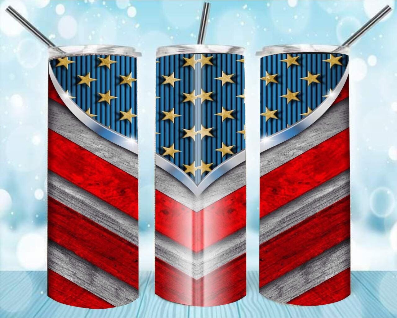 American theme pattern custom tumbler - Gone Coastal Creations - Mugs & Tumblers