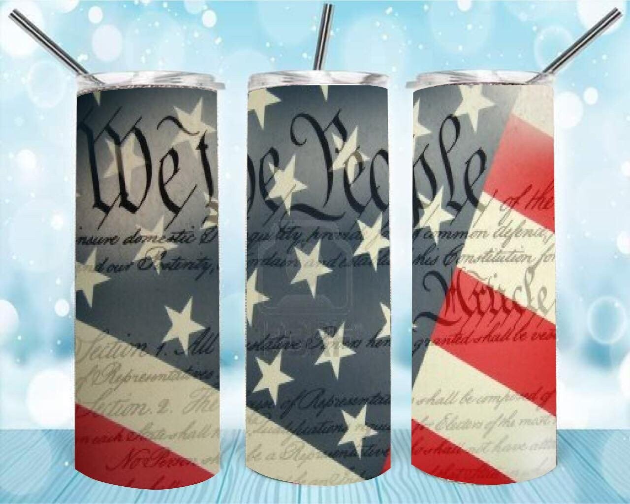 American theme pattern custom tumbler - Gone Coastal Creations - Mugs & Tumblers