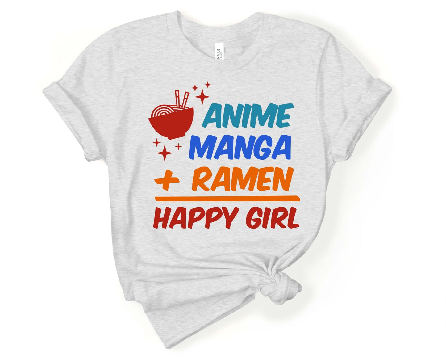 Anime and Ramen equals happy girl T-Shirt - Gone Coastal Creations - Shirts