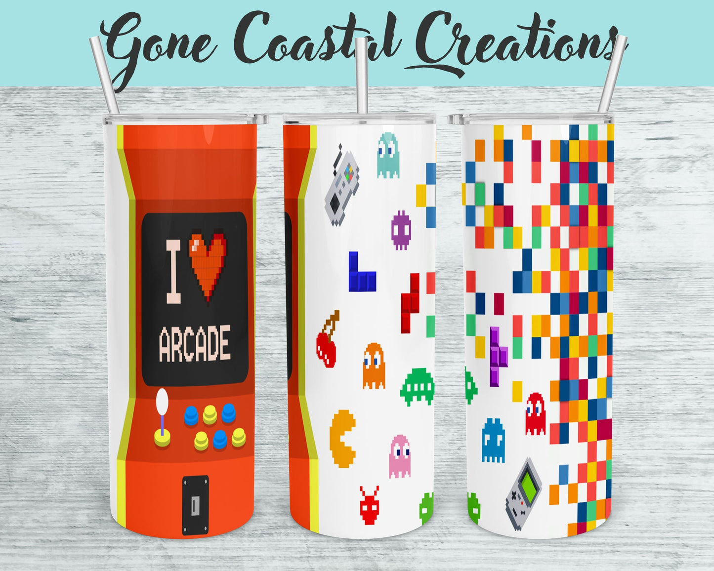 Arcade Gaming Inspired Tumbler - a unique gift this holiday - Gone Coastal Creations - Mugs & Tumblers