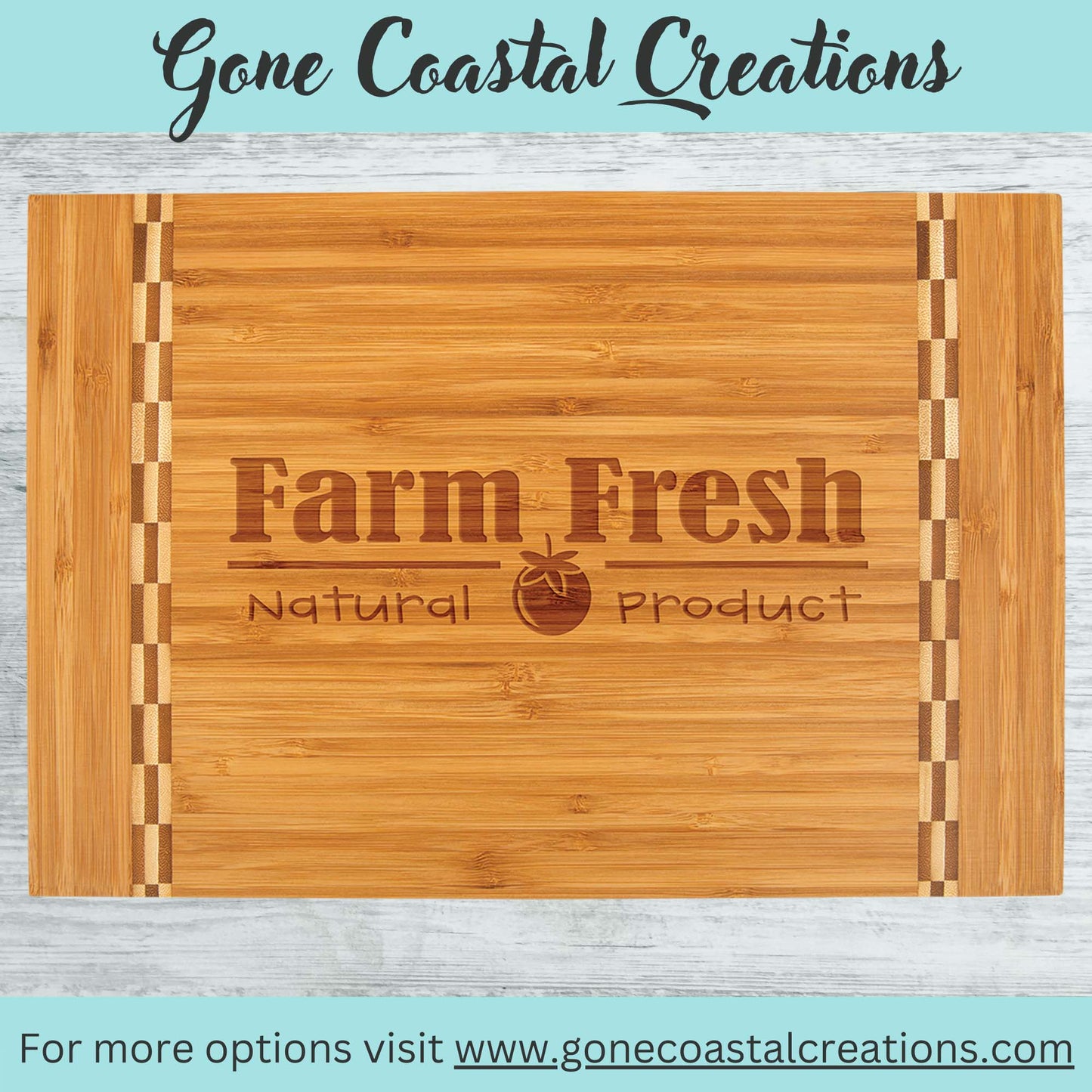 Bamboo Cutting Board with Butcher Block Inlay Ready for Personalized Engraving - Gone Coastal Creations - Engraved Gifts