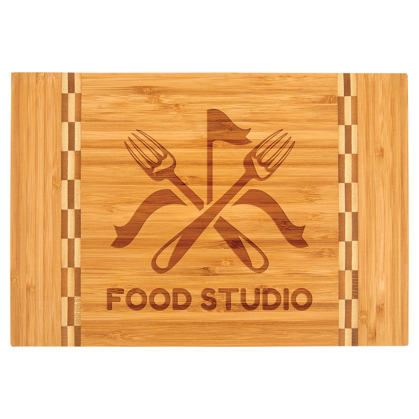 Bamboo Cutting Board with Butcher Block Inlay Ready for Personalized Engraving - Gone Coastal Creations - Engraved Gifts