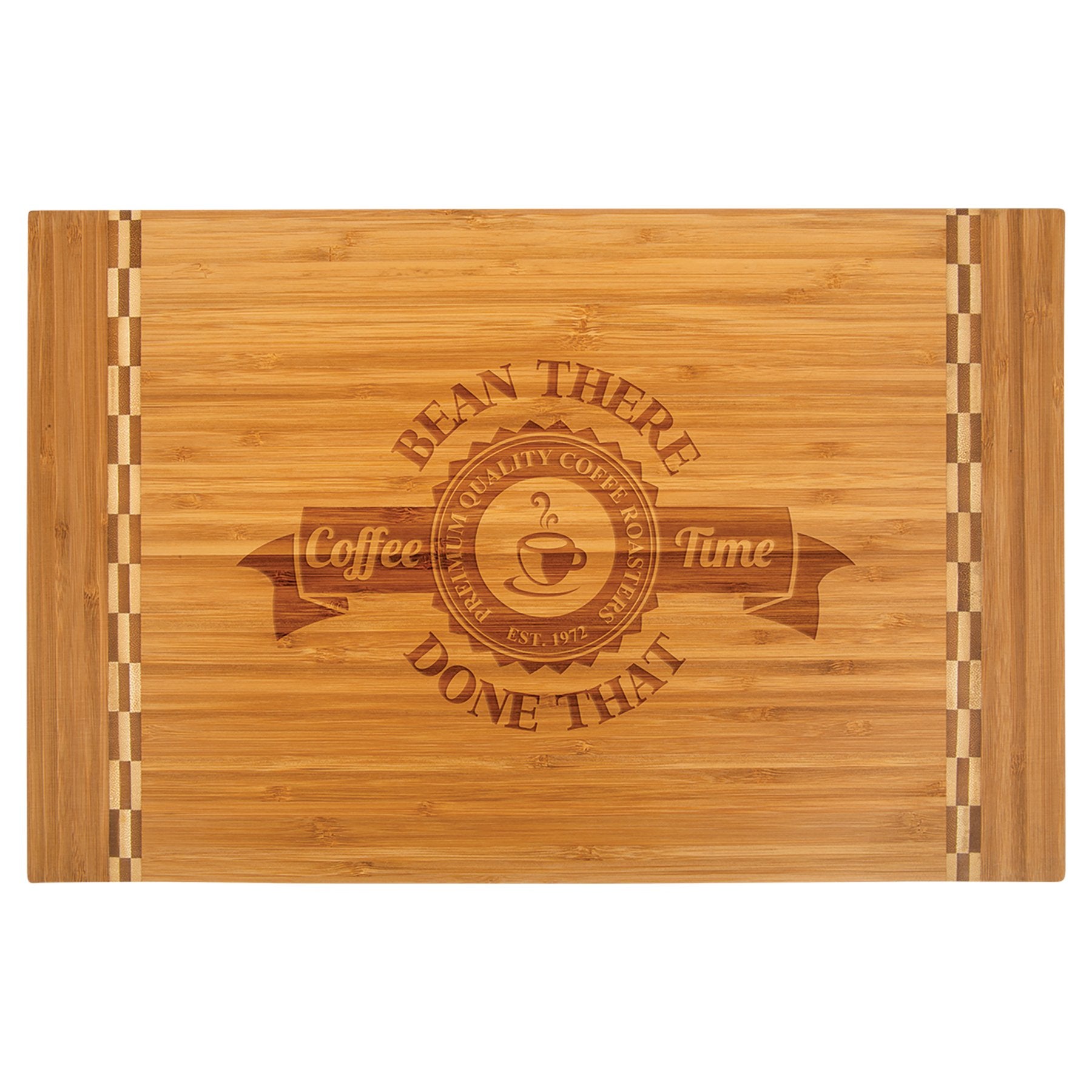 Bamboo Cutting Board with Butcher Block Inlay Ready for Personalized Engraving - Gone Coastal Creations - Engraved Gifts