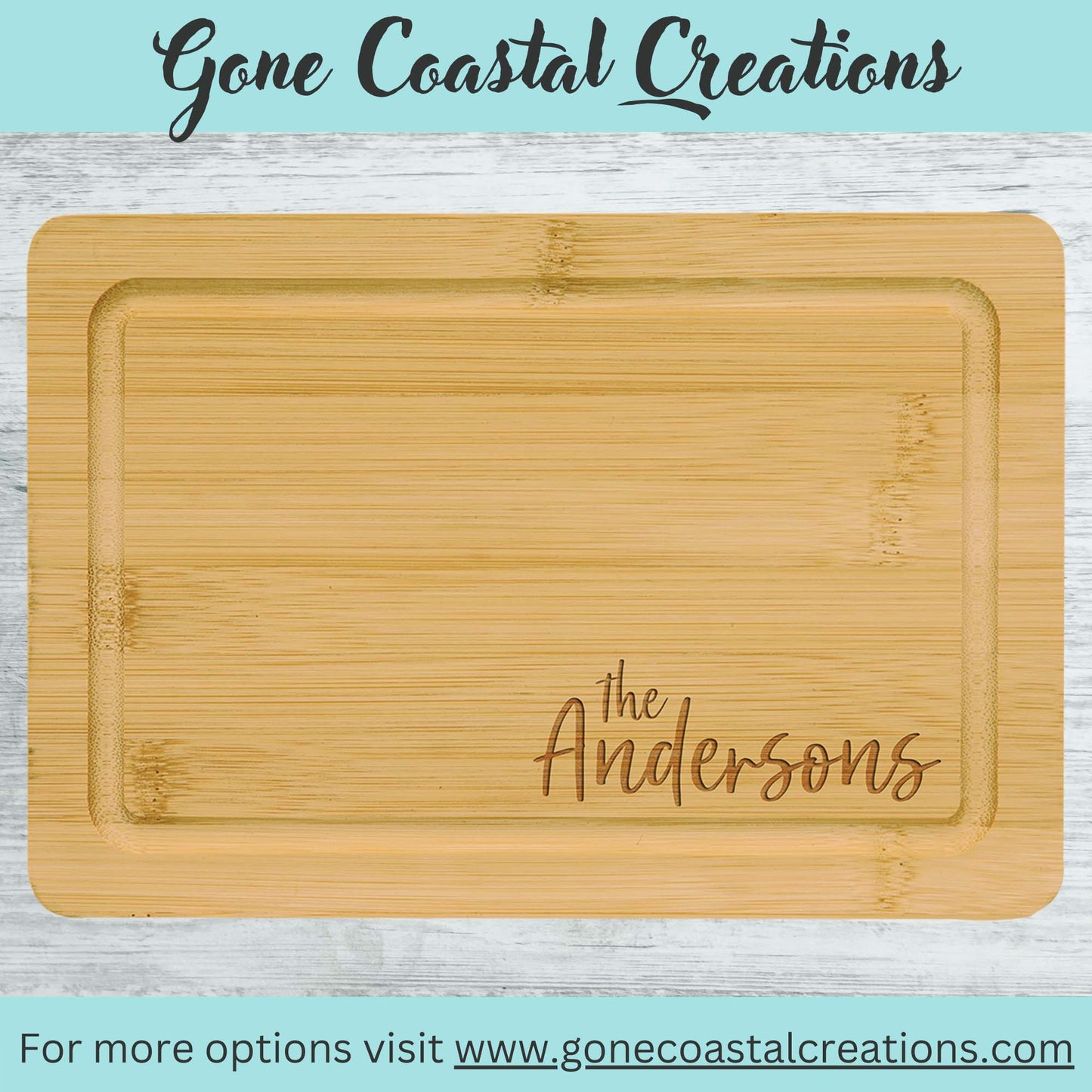 Bamboo Cutting Board with Drip Inlay - Ready for Personalized Engraving - Gone Coastal Creations - Engraved Gifts