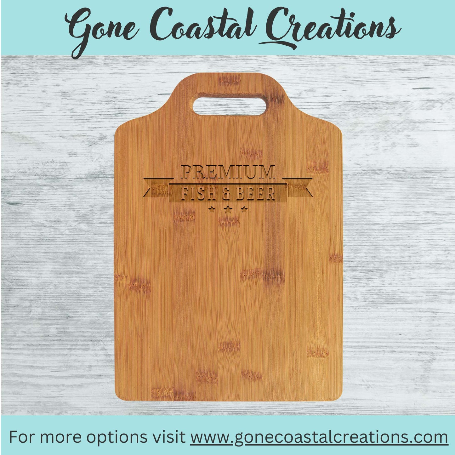 Bamboo Cutting Board with Handle - Personalized with Laser Engraving - Gone Coastal Creations - Cutting Boards