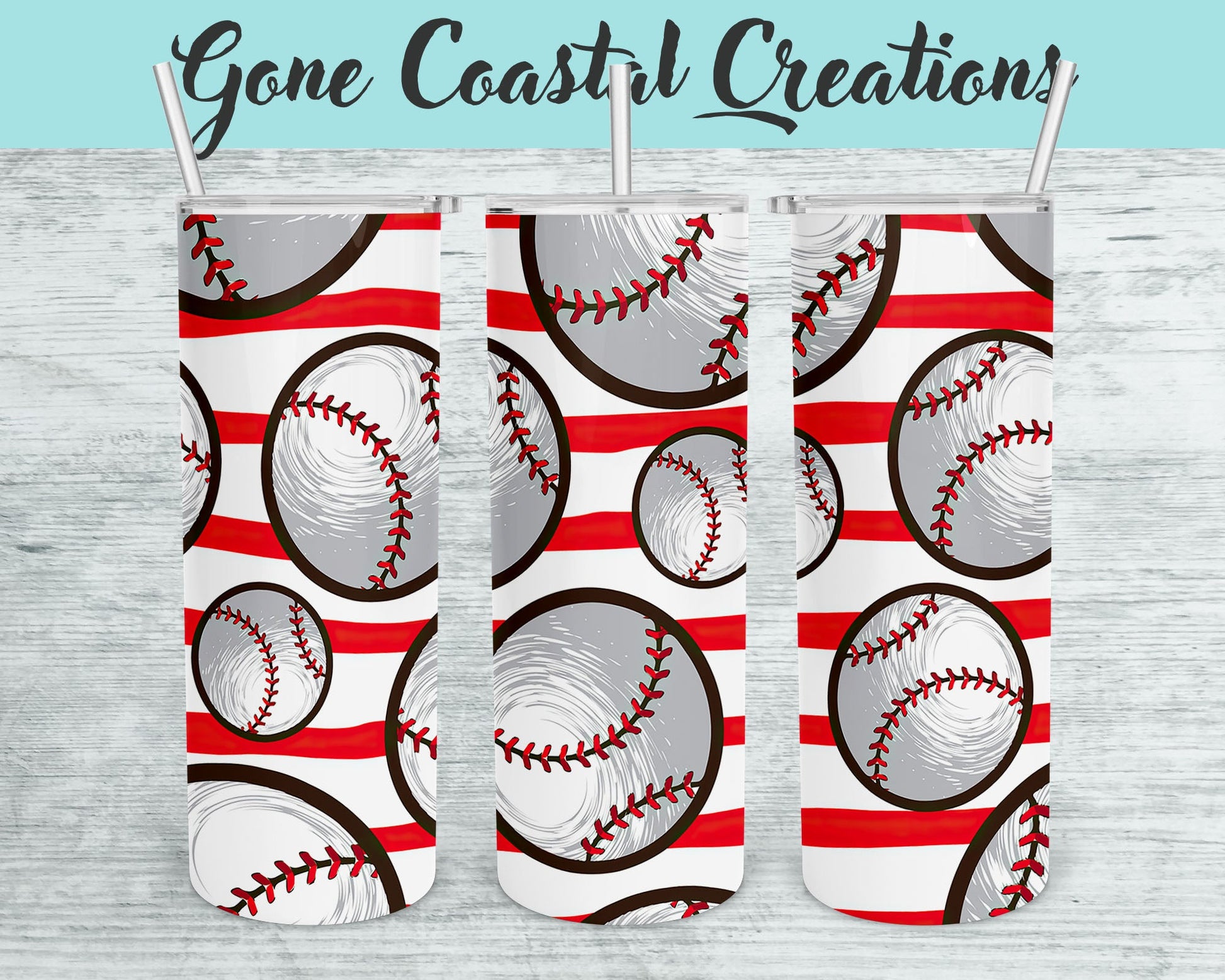 Baseball pattern tumbler, gift for her, mothers day gift, Sports Mom, Baseball mom gift - Gone Coastal Creations - Mugs & Tumblers