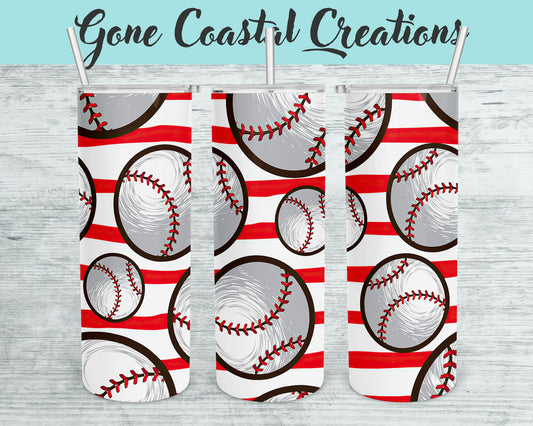 Baseball pattern tumbler, gift for her, mothers day gift, Sports Mom, Baseball mom gift - Gone Coastal Creations - Mugs & Tumblers