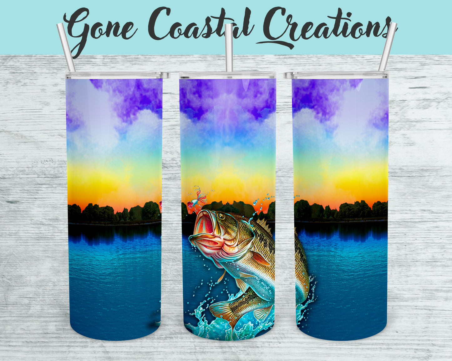 Sunset Bass Fishing Inspired Tumbler - a unique gift this holiday