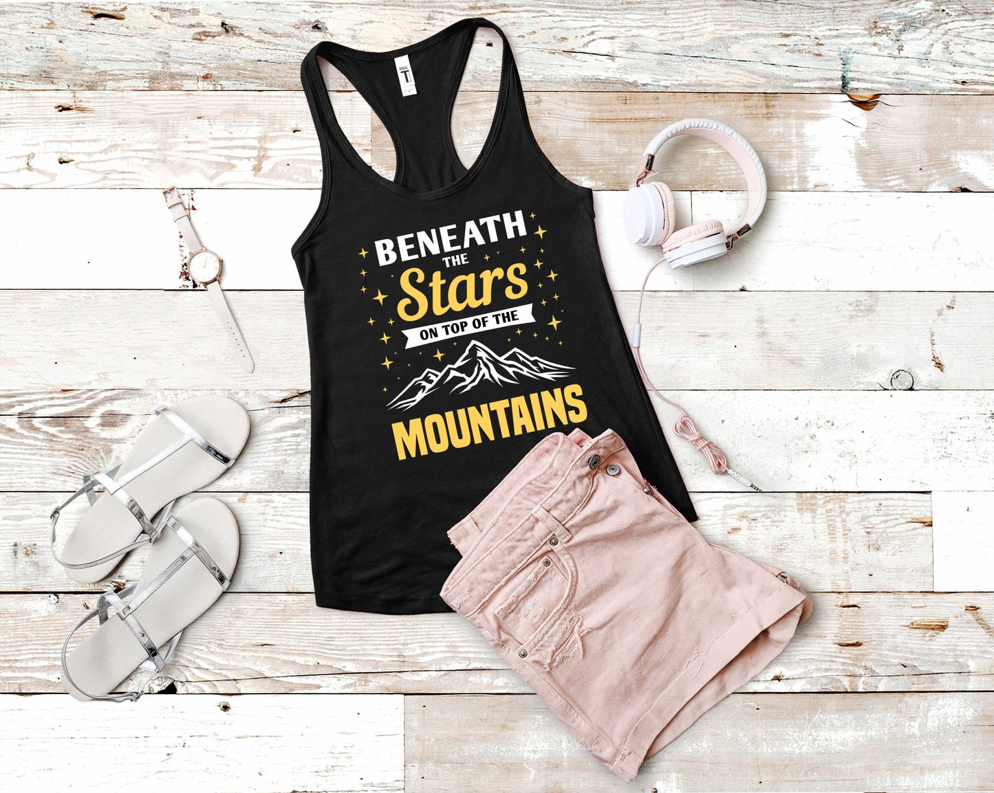 Beneath the Stars on top of the Mountains | Funny Camping Shirts for the Outdoor Adventurer - Gone Coastal Creations - shirts