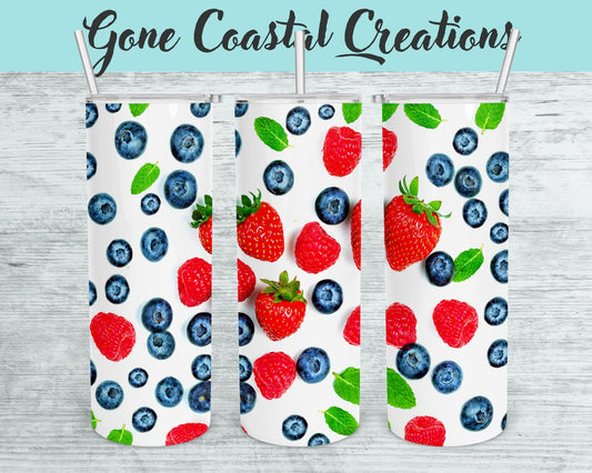 Berry Fruit Patterned Tumbler - a unique gift this holiday - Gone Coastal Creations - Mugs & Tumblers