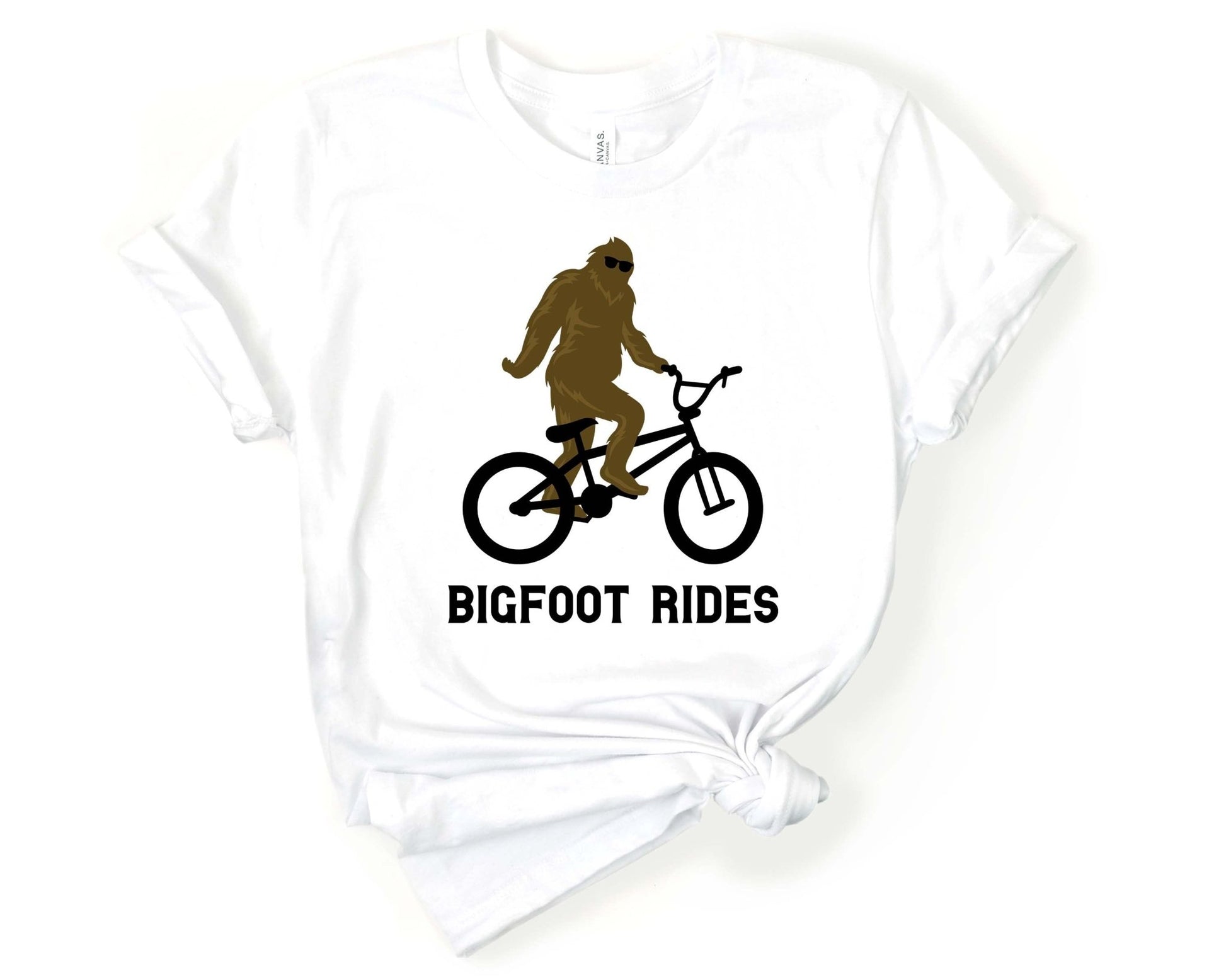 Bigfoot Riding a Bike T-Shirt - Gone Coastal Creations - Shirts