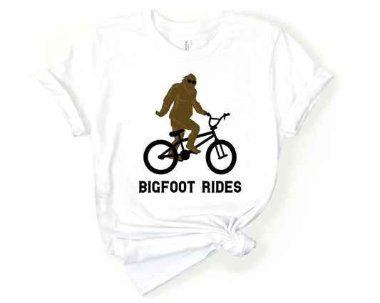 Bigfoot Riding a Bike T-Shirt - Gone Coastal Creations - Shirts