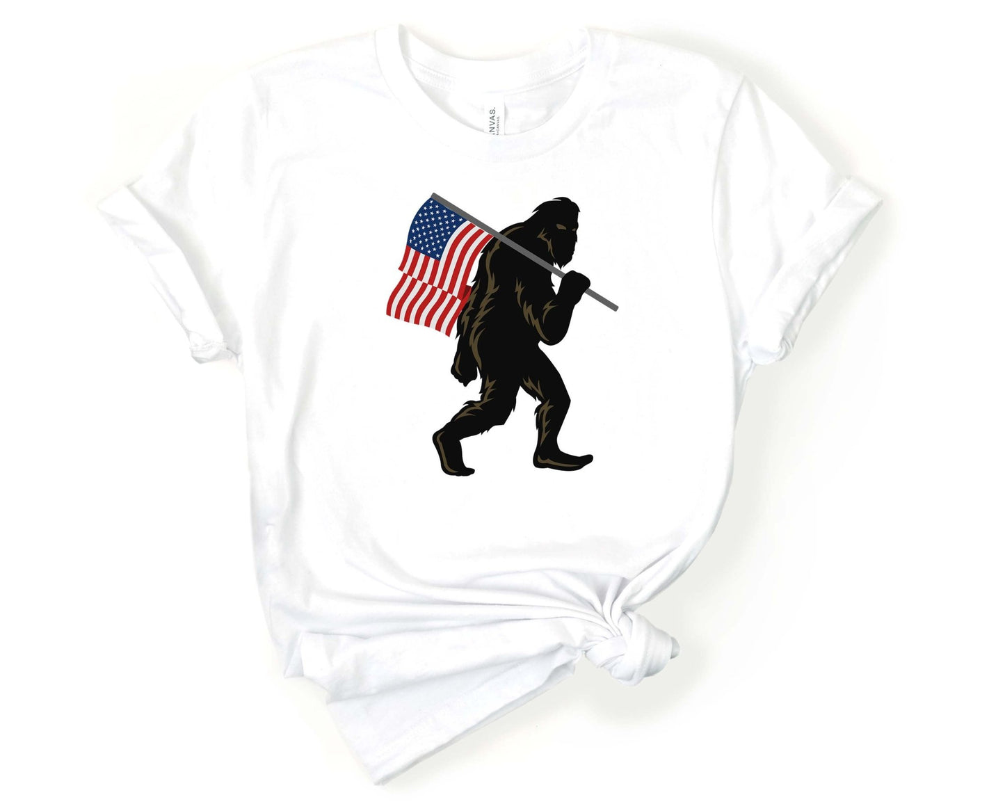 Bigfoot with American Flag T-Shirt - Gone Coastal Creations - Shirts