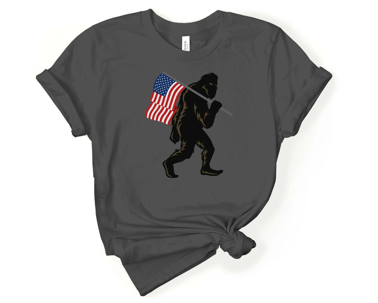 Bigfoot with American Flag T-Shirt - Gone Coastal Creations - Shirts