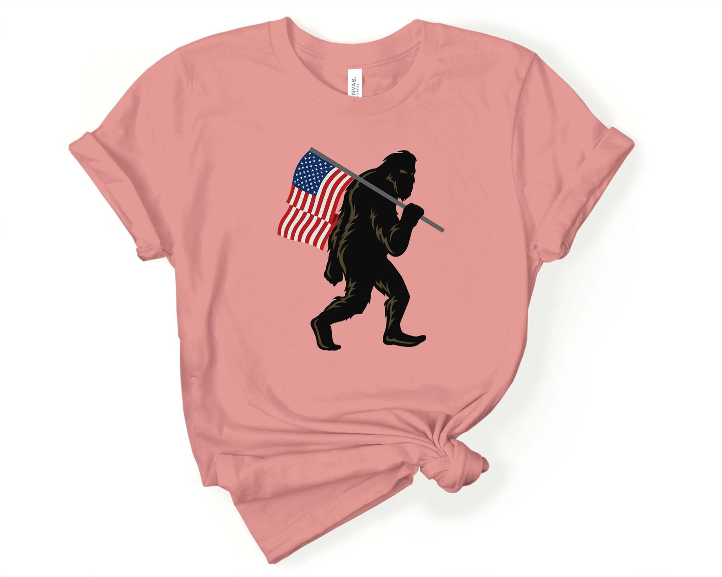 Bigfoot with American Flag T-Shirt - Gone Coastal Creations - Shirts