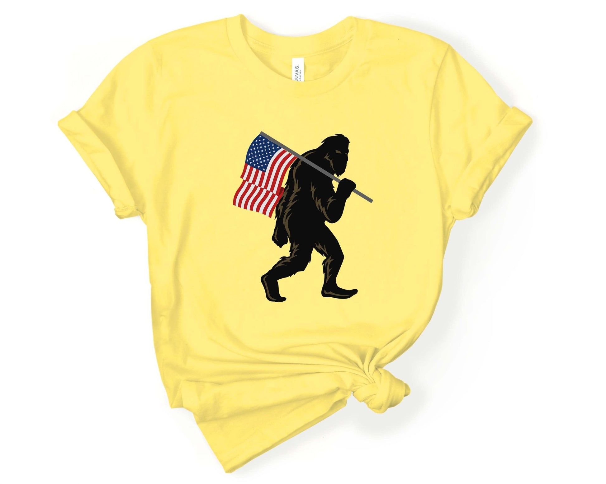 Bigfoot with American Flag T-Shirt - Gone Coastal Creations - Shirts