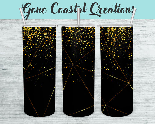 Black and Gold Glitter Accent Design Tumbler - a unique gift this holiday - Gone Coastal Creations - Mugs & Tumblers