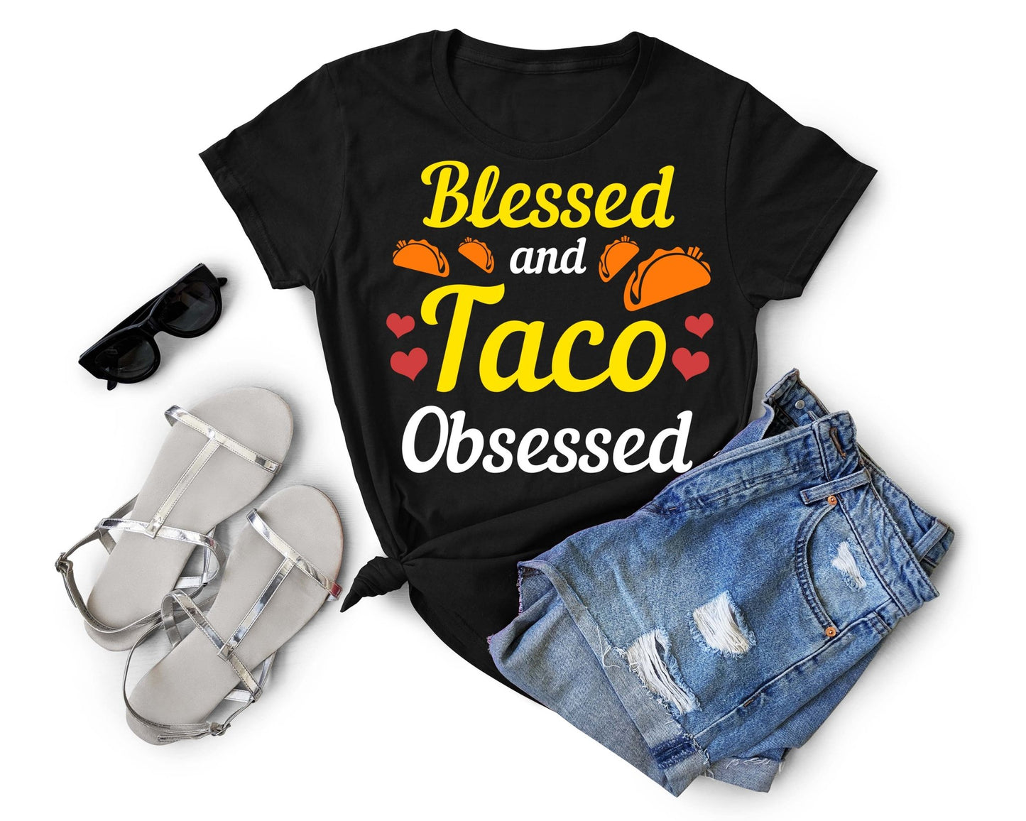 Blessed and Taco Obsessed | Taco Lover Shirt - Gone Coastal Creations - Shirts