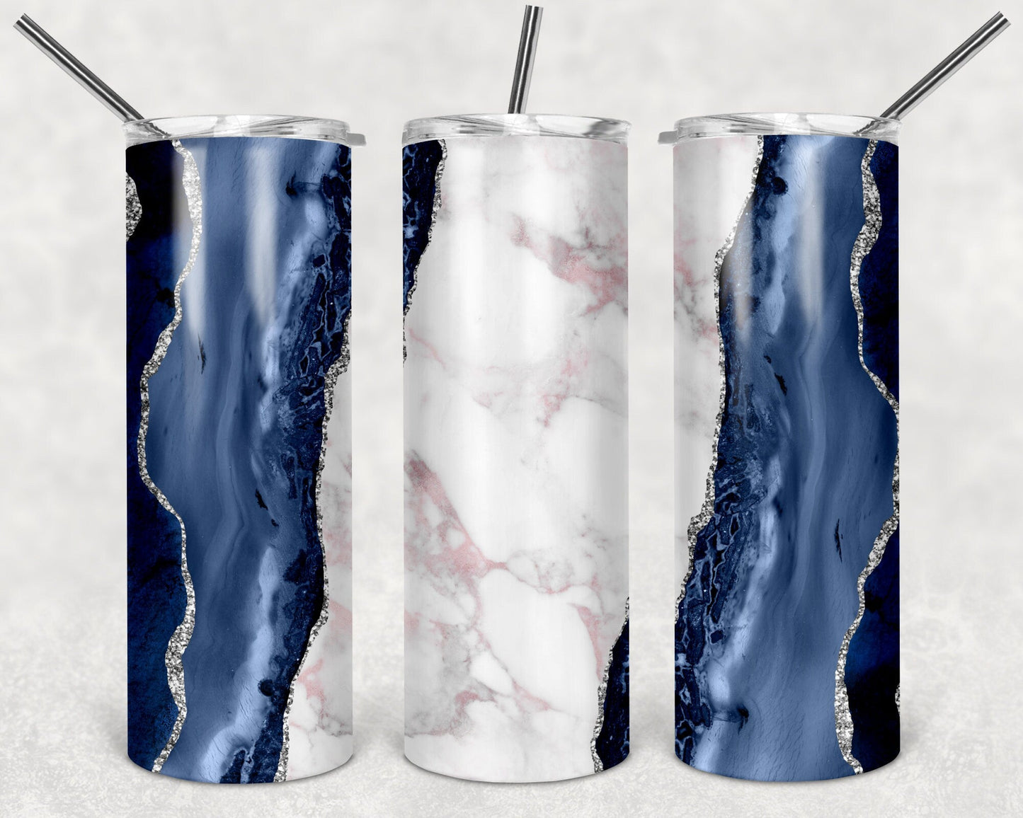 Blue and Green Geode Pattern Custom tumbler with permanent ink - Gone Coastal Creations - Mugs & Tumblers