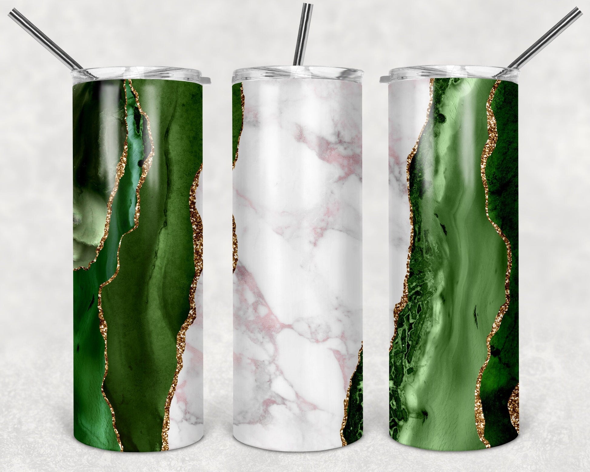 Blue and Green Geode Pattern Custom tumbler with permanent ink - Gone Coastal Creations - Mugs & Tumblers