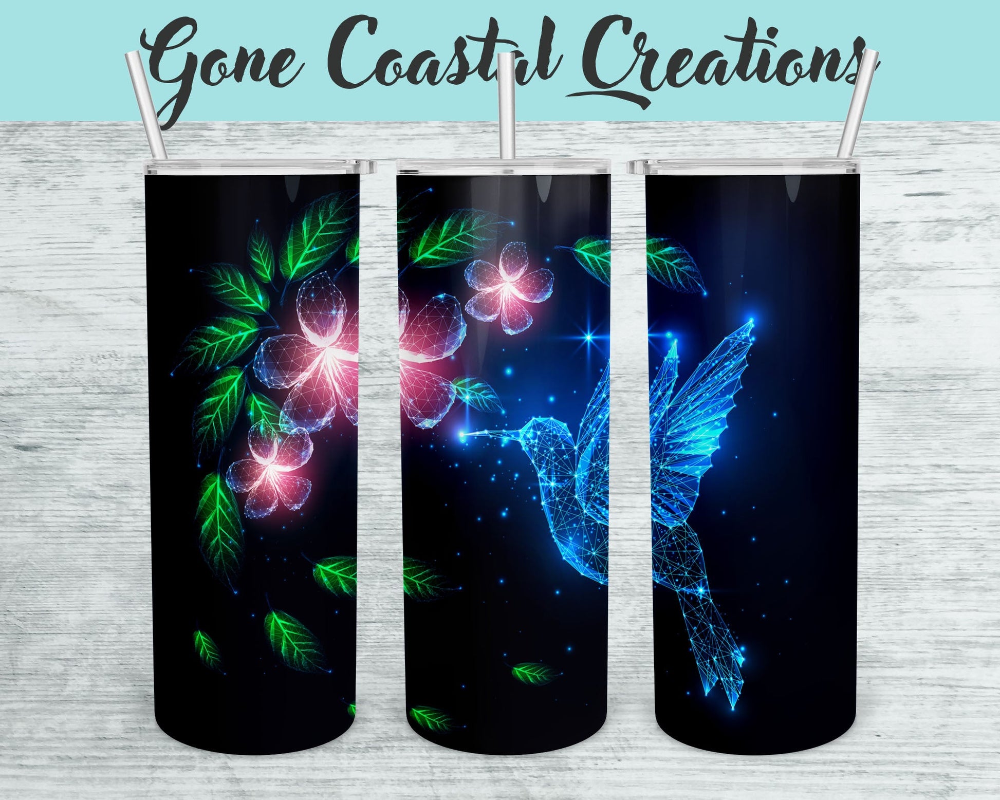 Blue and Pink Hummingbird Themed Tumbler - a unique gift this holiday for the bird lover - Gone Coastal Creations - Mugs & Tumblers