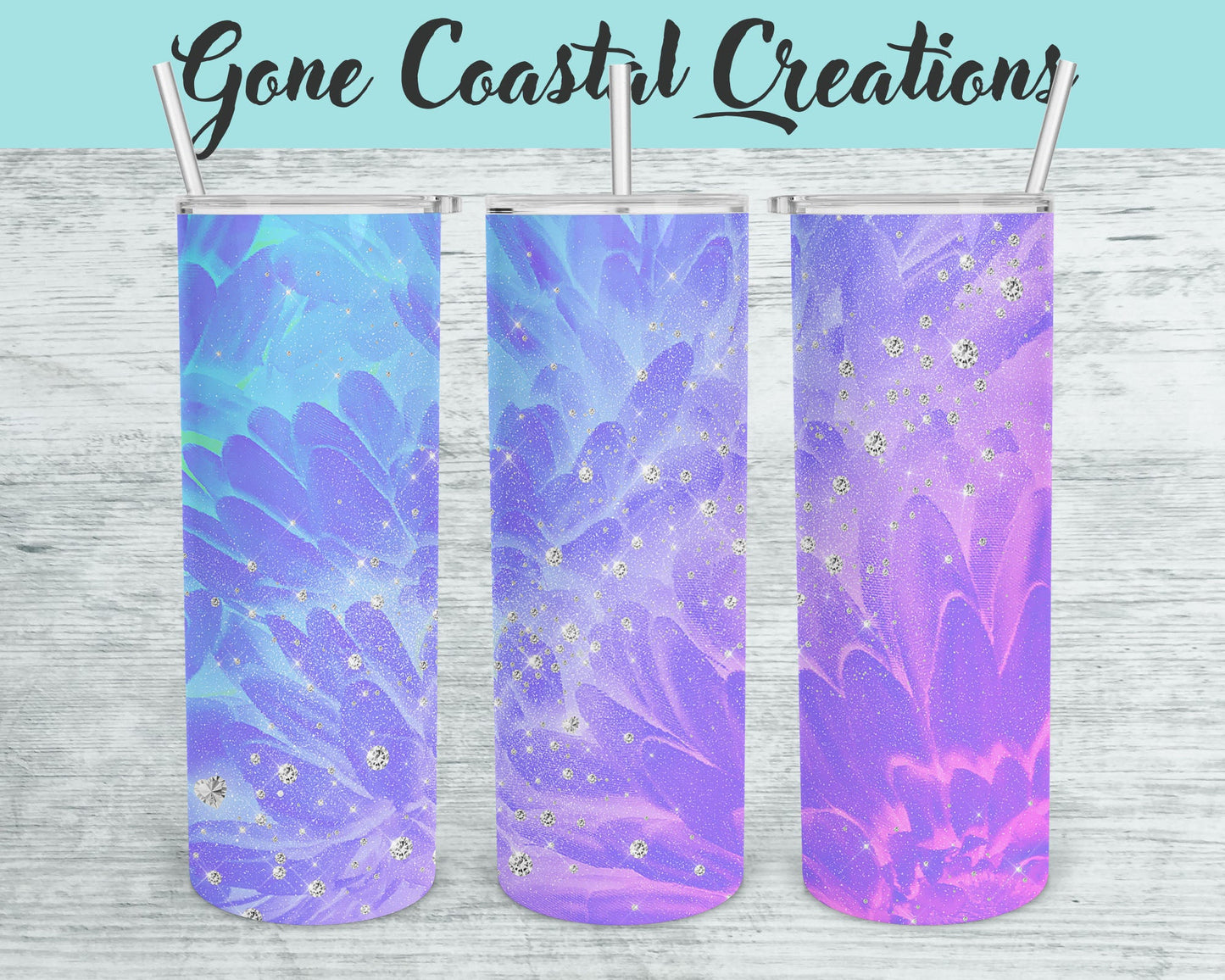 Blue and Purple Patterned Tumbler - a unique gift this holiday - Gone Coastal Creations - Mugs & Tumblers