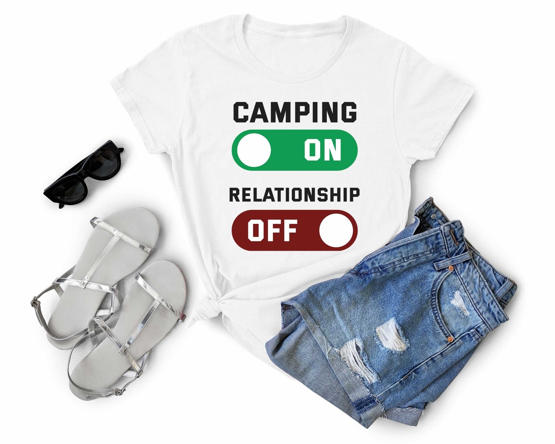 Camping On Relationship Off | Funny Camping Shirts for the Outdoor Adventurer - Gone Coastal Creations - shirts