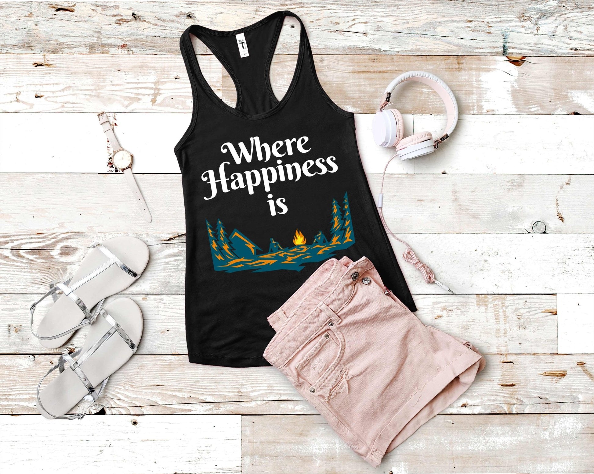 Camping - Where Happiness Is | Funny Camping Shirts for the Outdoor Adventurer - Gone Coastal Creations - shirts