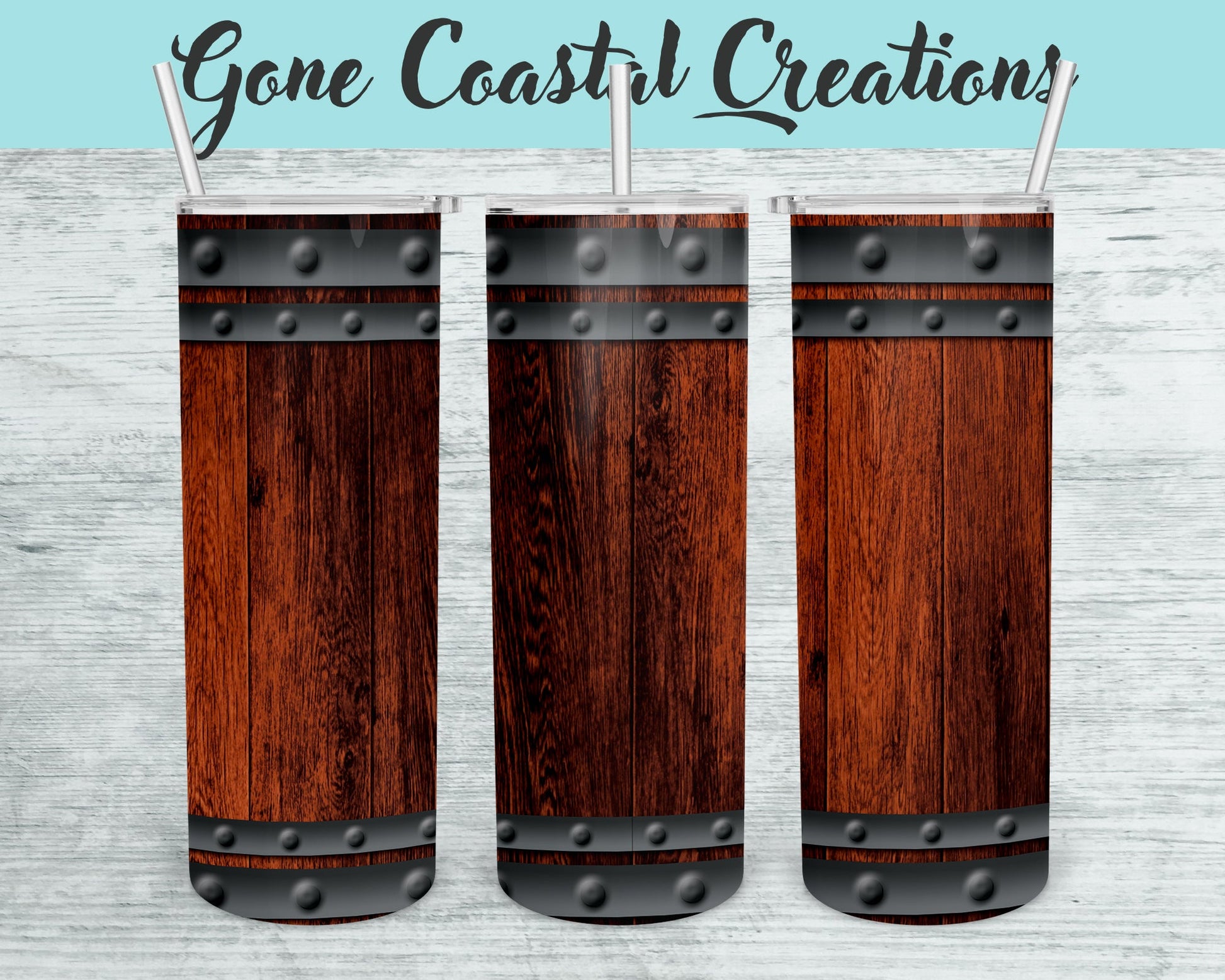 Cherry Woodgrain Barrel Tumbler - a unique gift this holiday - Gone Coastal Creations - Mugs & Tumblers