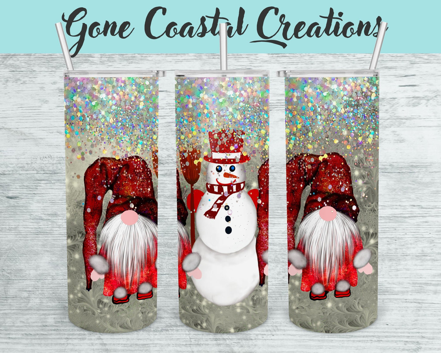 Christmas Gnomes with Snowman Christmas Themed Tumbler - a unique gift this holiday - Gone Coastal Creations - Mugs & Tumblers