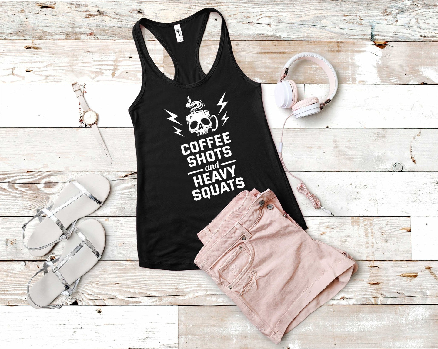 Coffee Shots & Heavy Squats, Workout Humor - Gone Coastal Creations - Shirts