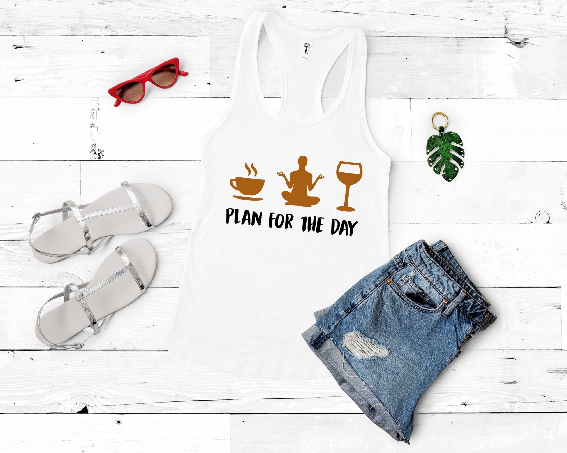 Coffee Yoga Wine - Plan for the Day | Yoga Lovers Shirt - Gone Coastal Creations - Shirts